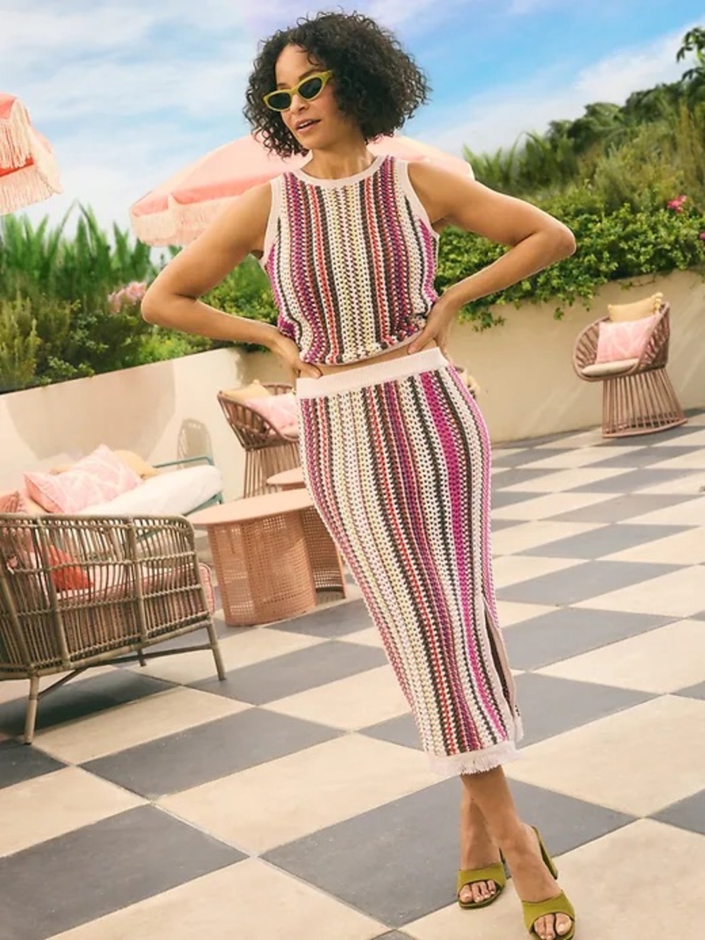 Old Navy Open Stitch Knit Top and Skirt Set Large